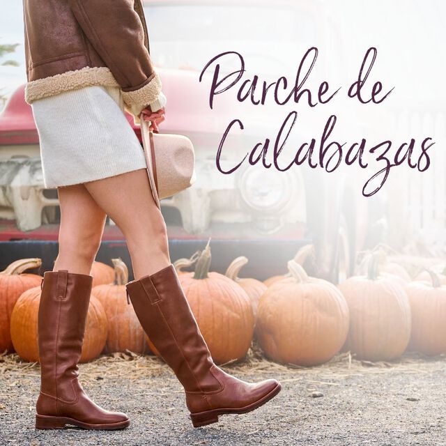 Huerto de calabazas. Presenta la bota Samantha II en color marrón.