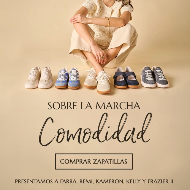 Sobre la marcha Comodidad. Comprar zapatillas. Presentamos las zapatillas Farra en color tostado, Remi en azul, Kameron en tostado, Kelly en azul y Frazier II en gris.