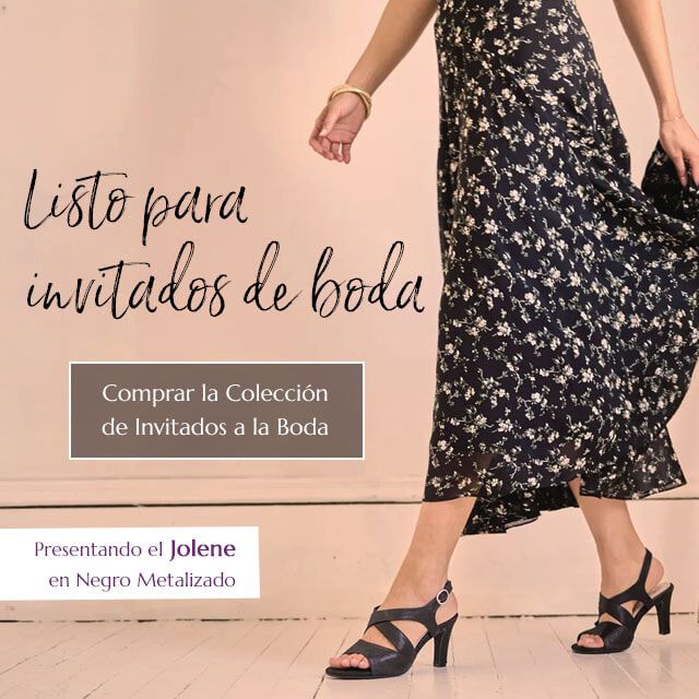 Lista para invitadas de boda. Presentamos el modelo Jolene en negro metalizado. Descubre la colección para invitadas de boda.