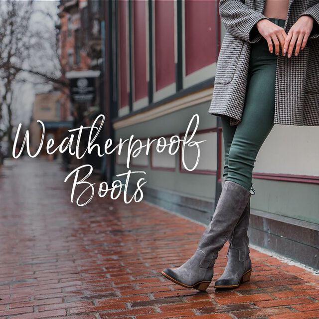 Weatherproof Boots. Featuring the Sharnell II tall boot in grey suede.