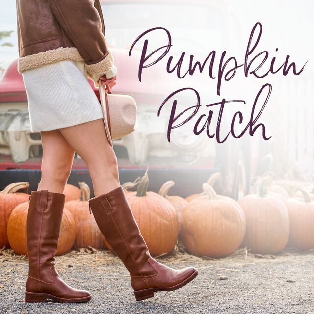 Pumpkin Patch. Featuring the Samantha II tall boot in brown.