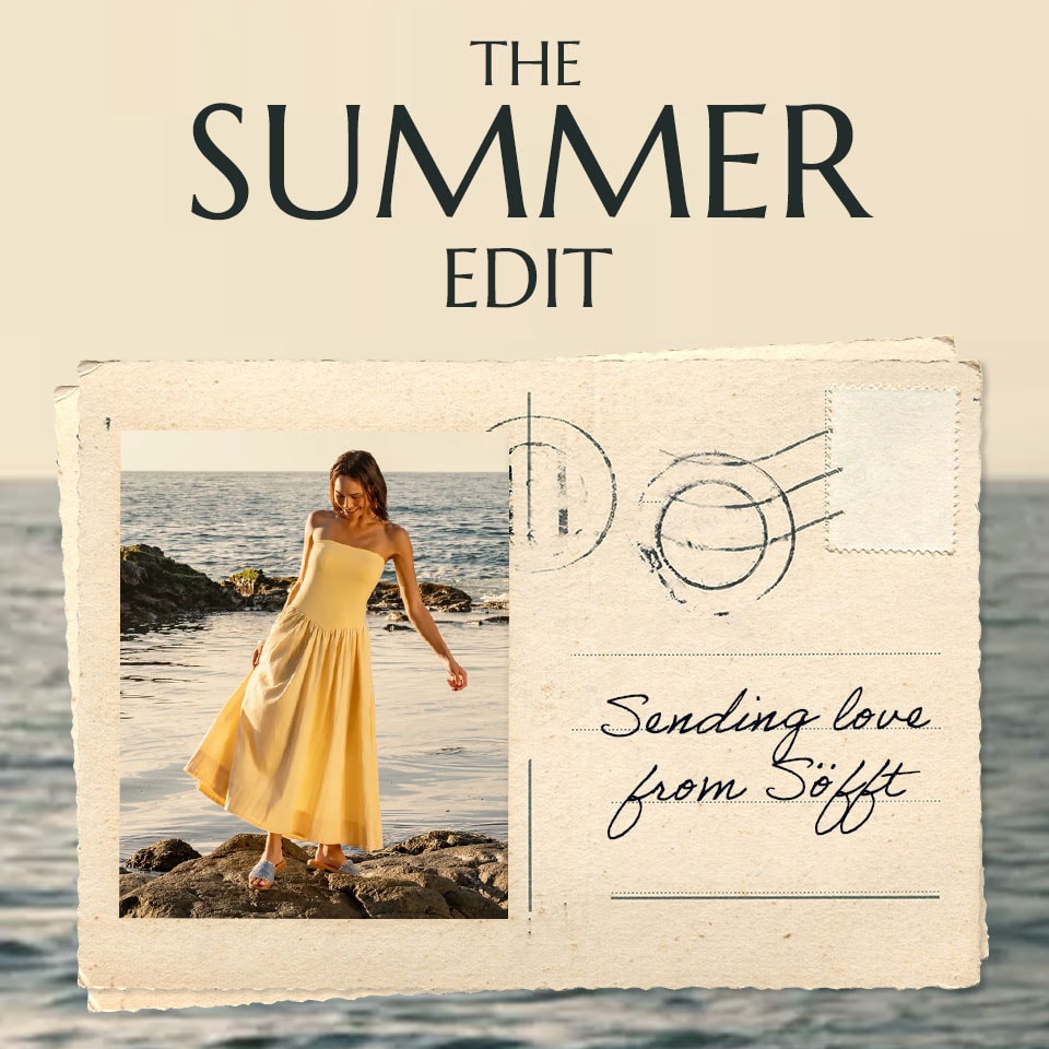 The Summer Edit. Sending love from S&ouml;fft. Featuring the Elsa sandal in metallic.