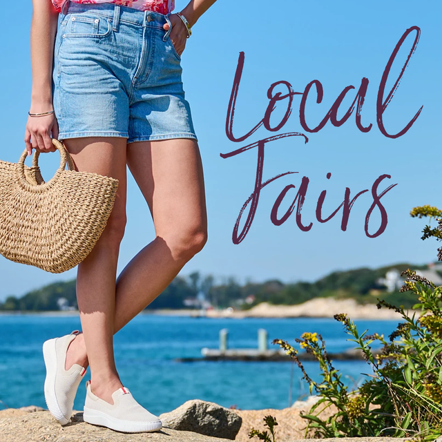 Local Fairs. Featuring the Frayda slip on in white.