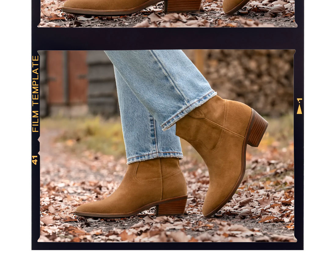 Featuring the Cambridge bootie in tan suede.