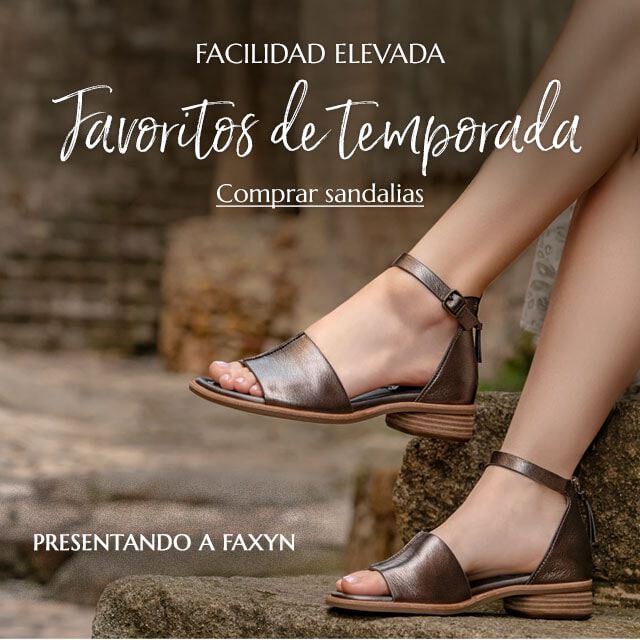Favoritos de temporada de Elevated Ease. Compra sandalias. Presentando a Faxyn.