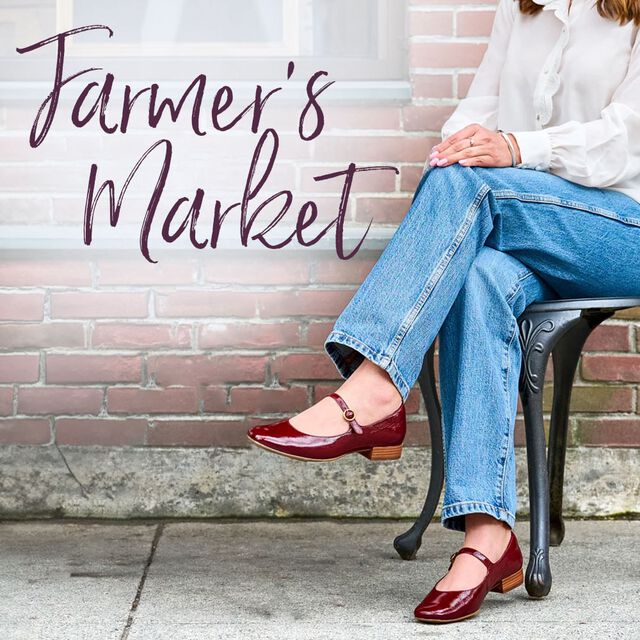 Farmer's Market. Featuring the Elsey mary jane in red.