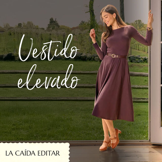 Vestido elevado. La edición de otoño. Con tacón Adalaide en color tostado.