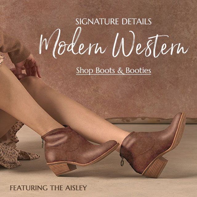 Signature Details Modern Western. Shop Boots & Booties. Featuring The Aisley heeled bootie in brown. 