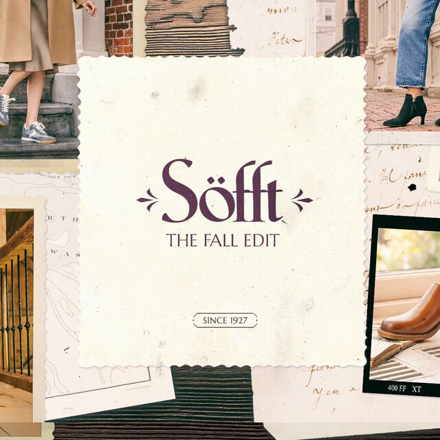 Söfft. The Fall Edit. Since 1927. Featuring various Sofft shoe styles in a montage.