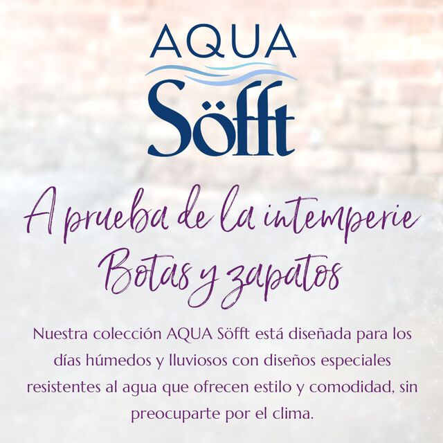 Aqua Sofft. Botas y zapatos resistentes a la intemperie. Nuestra colección AQUA Söfft está diseñada para los días húmedos y lluviosos con diseños especiales resistentes al agua que ofrecen estilo y comodidad, sin preocuparte por el clima. Con la bota Sharnell II en marrón.