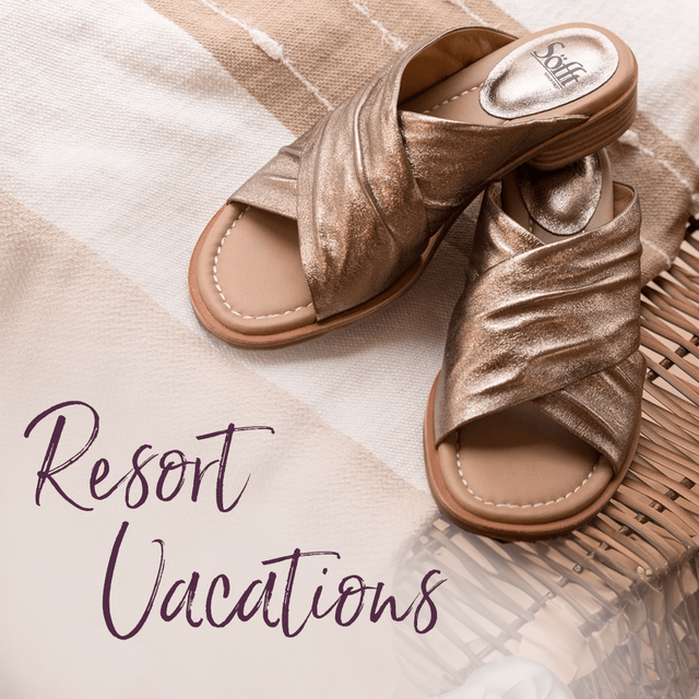 Resort Vacations. Featuring the Fallon sandal in metallic.