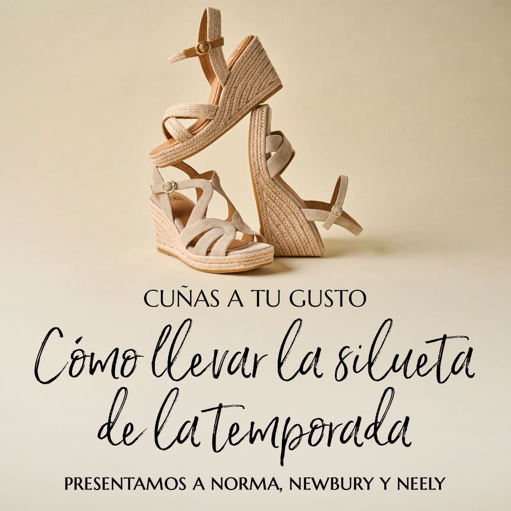 Cu&ntilde;as a tu gusto C&oacute;mo llevar la silueta de la temporada. Con las sandalias Norma, Newbury y Neely en color tostado.