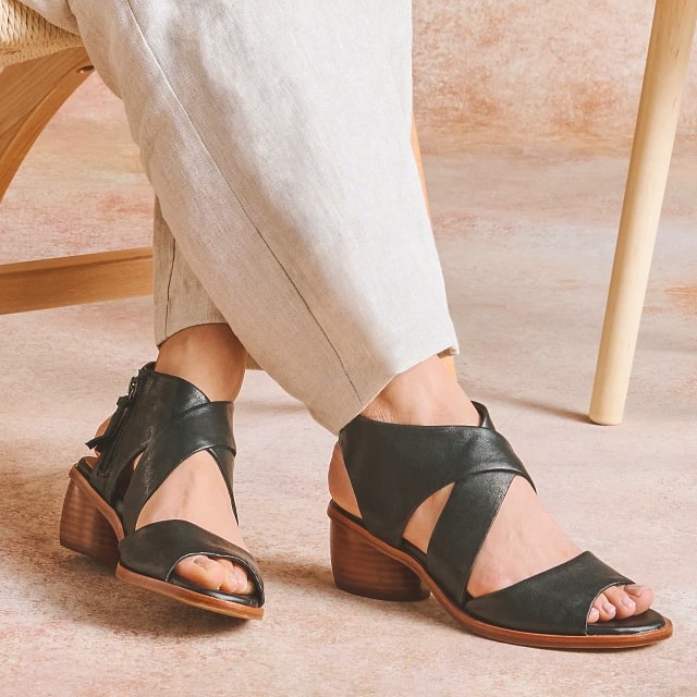 Camille heeled sandal in black.