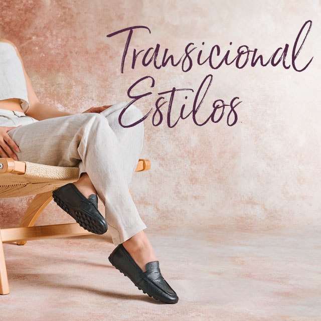 Transicional Estilos. Presenta el mocasín Allie en color negro.
