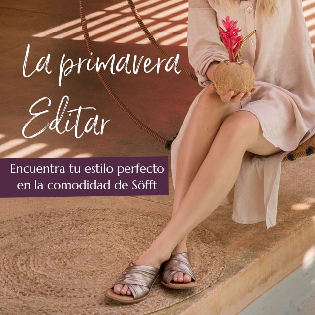 La primavera Editar. Encuentra tu estilo perfecto en la comodidad de Söfft. Presenta la sandalia Fallen en metalizado.