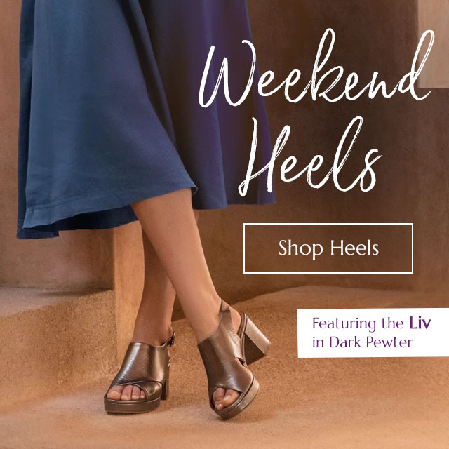 Weekend Heels. Featuring the Liv in Dark Pewter. Shop Heels.